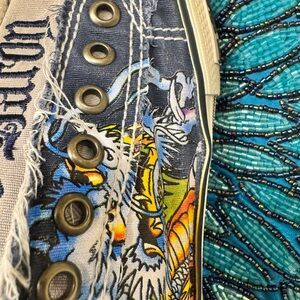 Ed Hardy Unique Graphic High-Top Sneakers slip ons